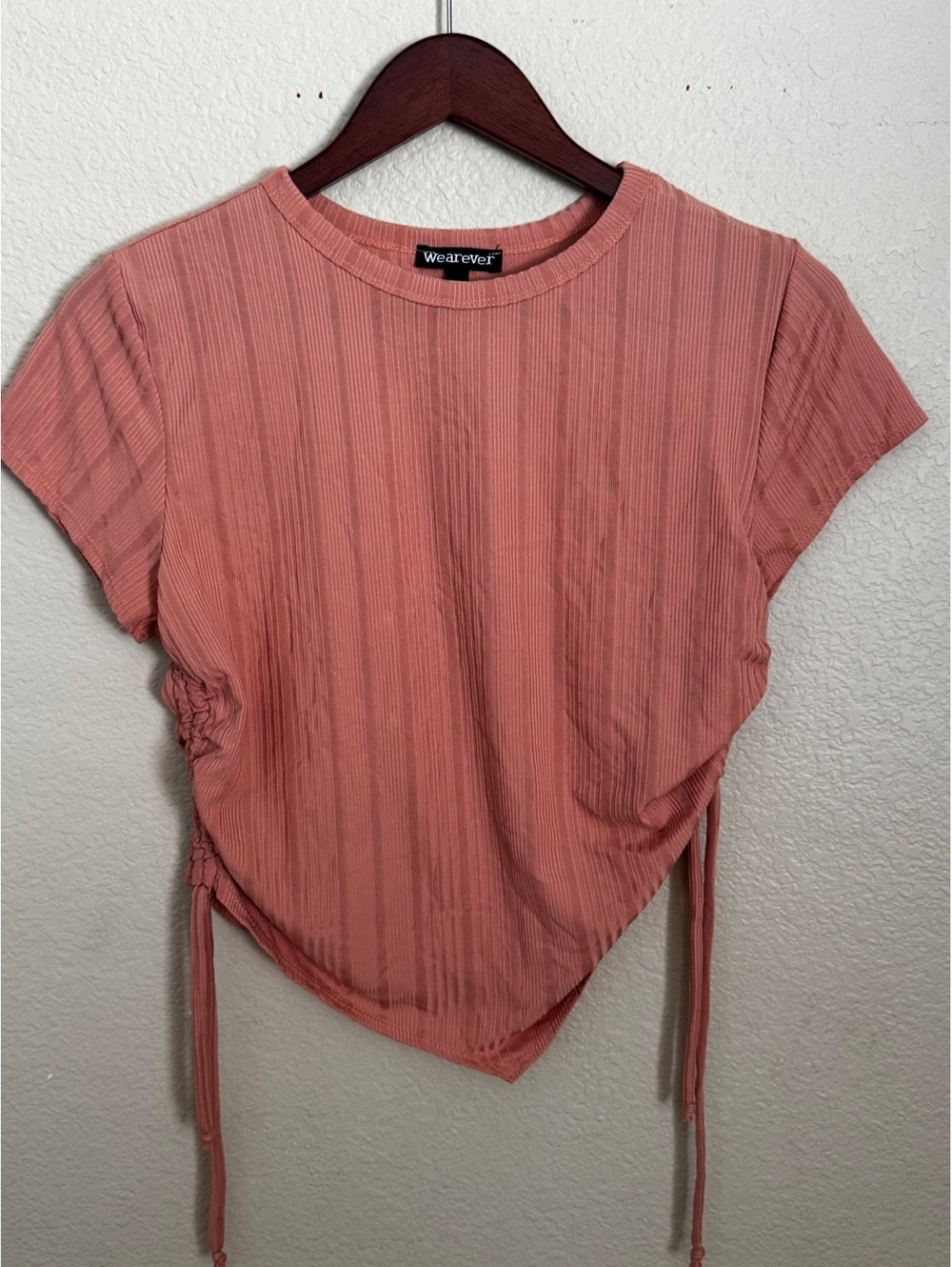 Dusty rose/pink ribbed short sleeve top